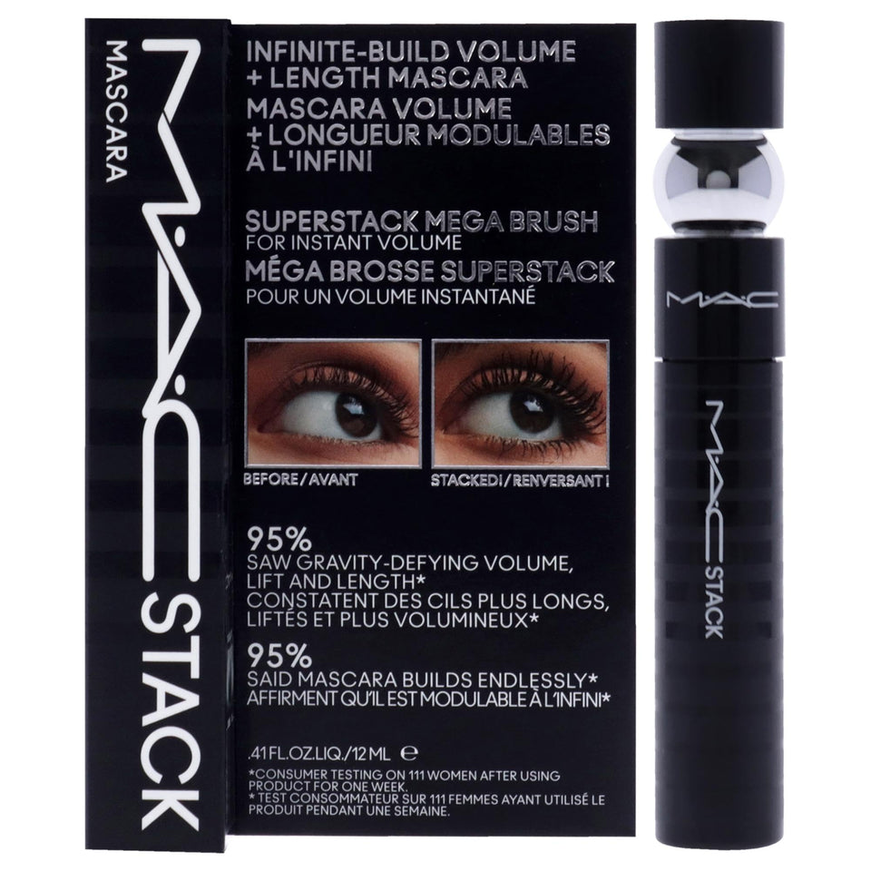 MAC Superstack front packaging showing tube and logo, highlights bold volume