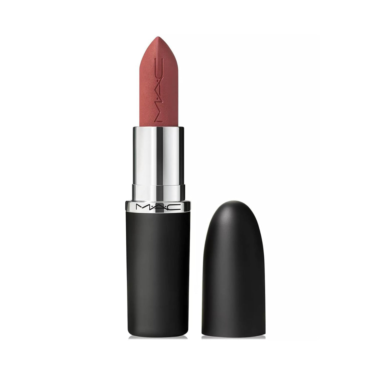 MAC Velvet Teddy lipstick front packaging shows shade and brand benefit