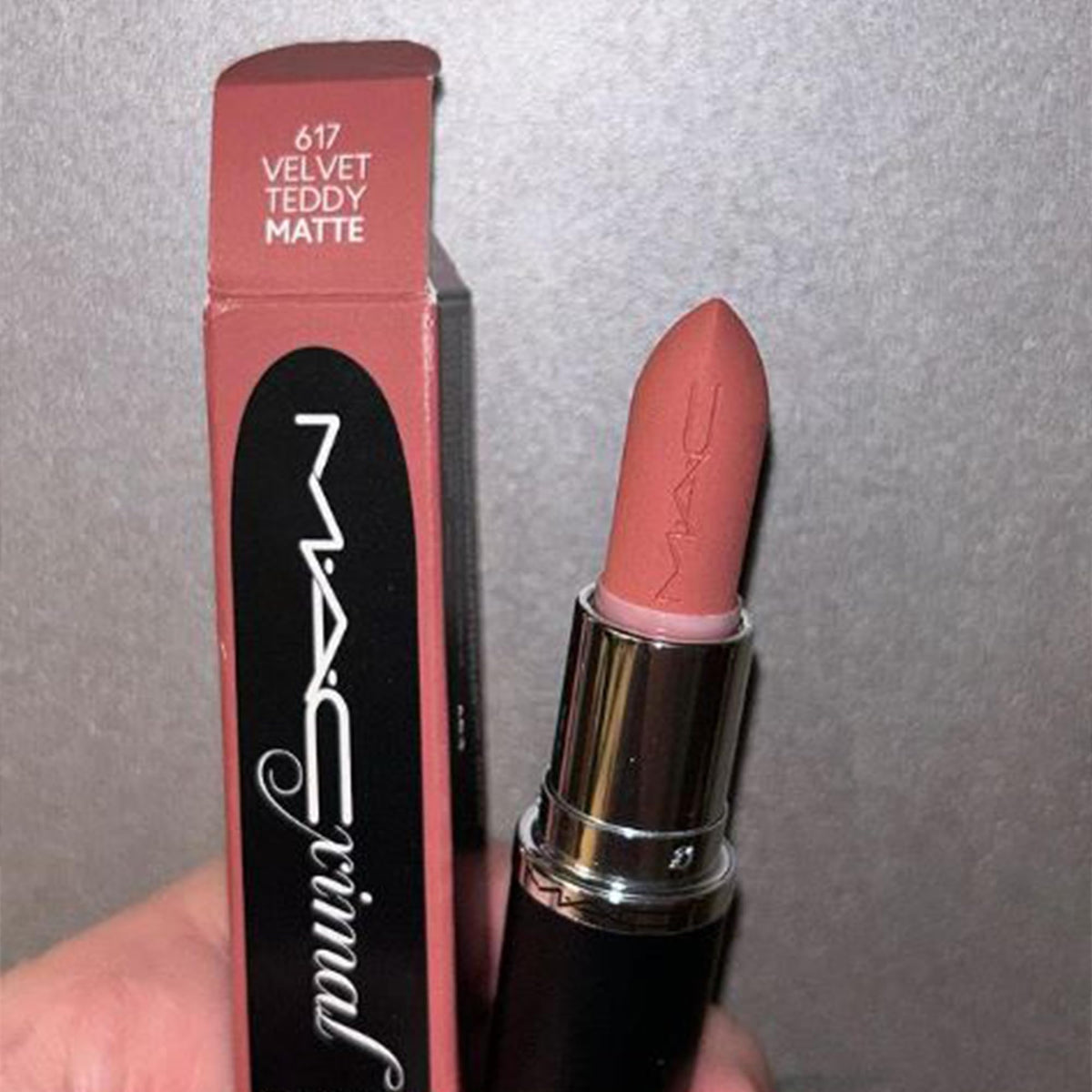 MAC Velvet Teddy swatch on skin displays true color payoff and finish