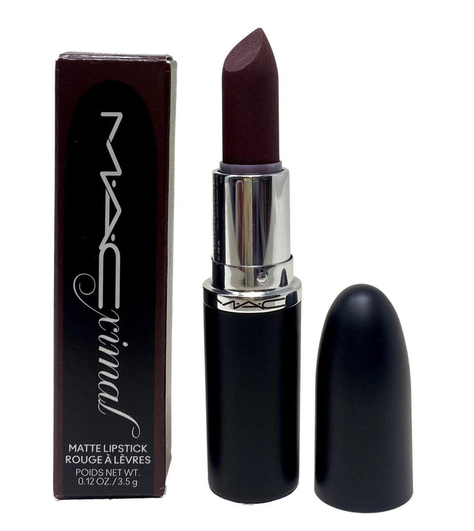 MAC Ximal Matte front packaging showing tube and shade, clear product ID and travel-ready benefit