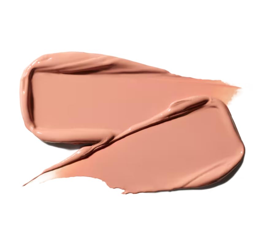 MAC Ximal Sleek Satin lipstick worn on lips in lifestyle shot showing natural nude look and smooth coverage