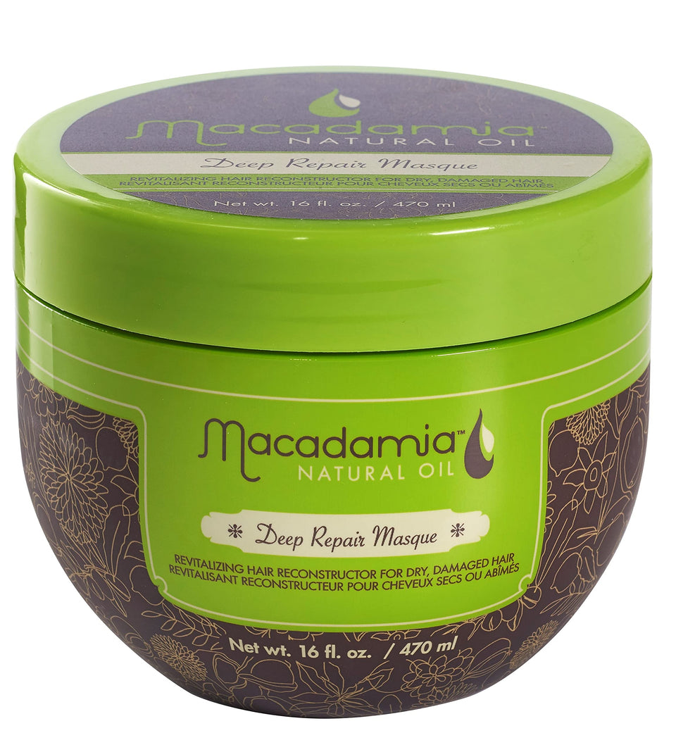 Macadamia Natural Oil front packaging showing product benefits and volume
