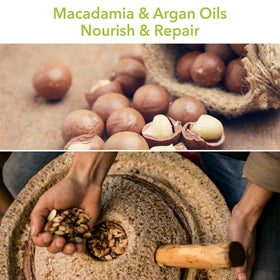 Macadamia Natural Oil applying masque to hair demonstrating improved detangling