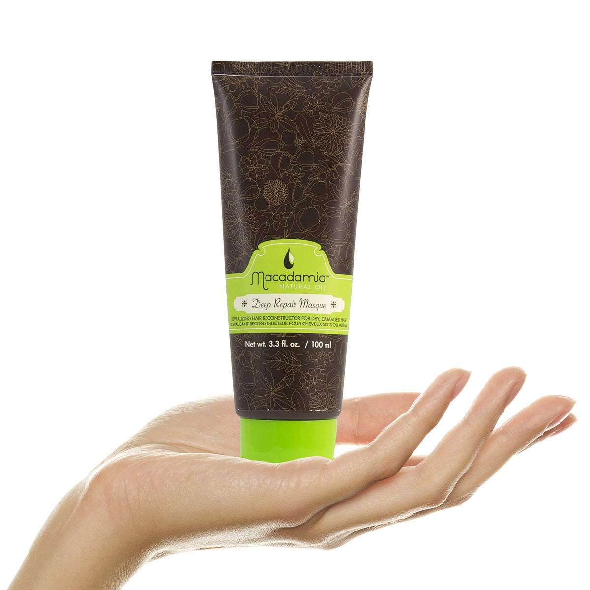 Macadamia Natural Oil masque on bathroom shelf suggesting easy at-home treatment