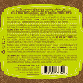 Macadamia Natural Oil bottle next to hand showing 4.2 fl oz scale and travel-friendly benefit