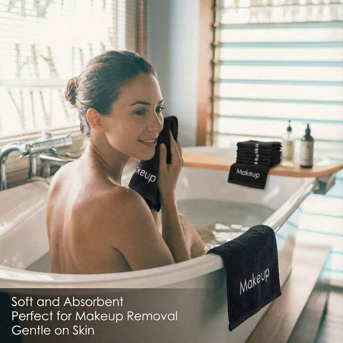 Macarrie folded towels in travel pouch demonstrating space-saving convenience