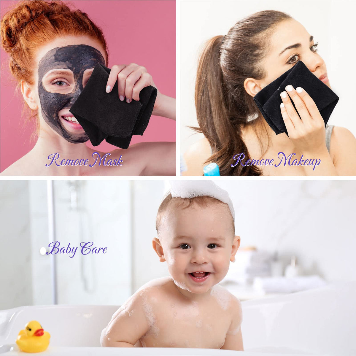 Macarrie towel in use wiping face removing makeup gently and efficiently