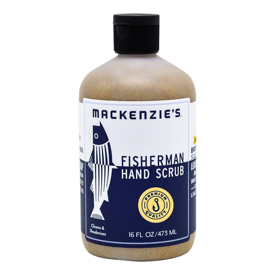 MacKenzie's front packaging showing 16 oz bottle and branding benefit clean hands