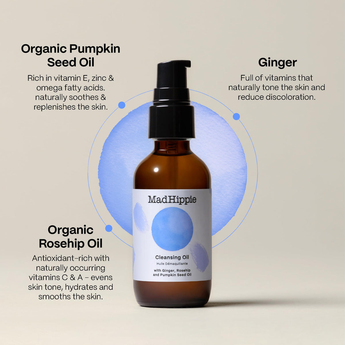 Mad Hippie close-up of silky cleansing oil texture for effortless removal