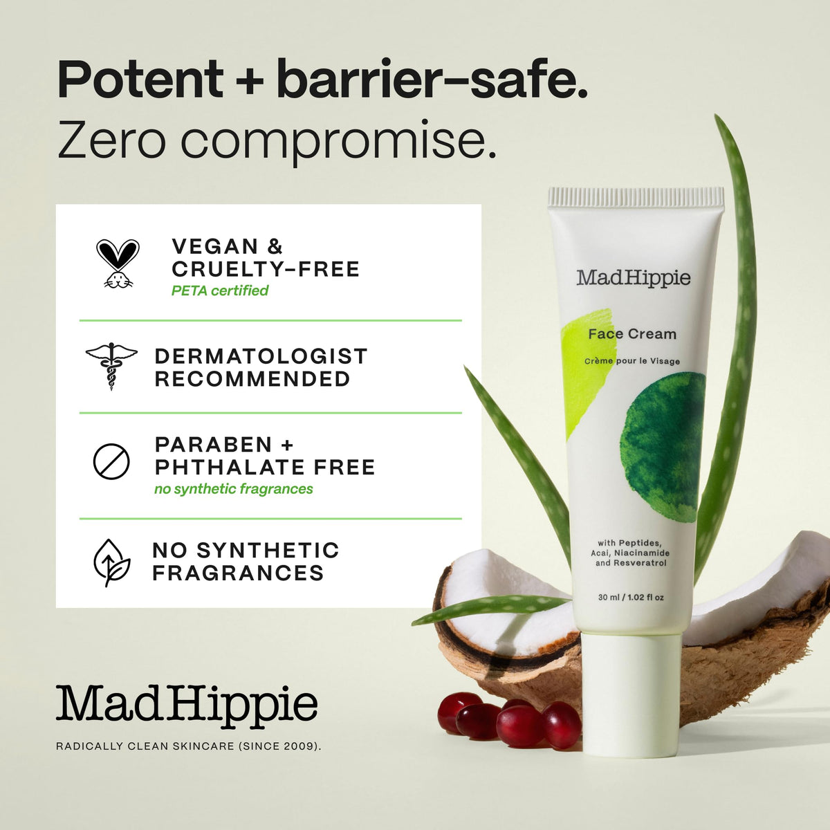Mad Hippie jar on bathroom counter lifestyle shot promoting daily routine use