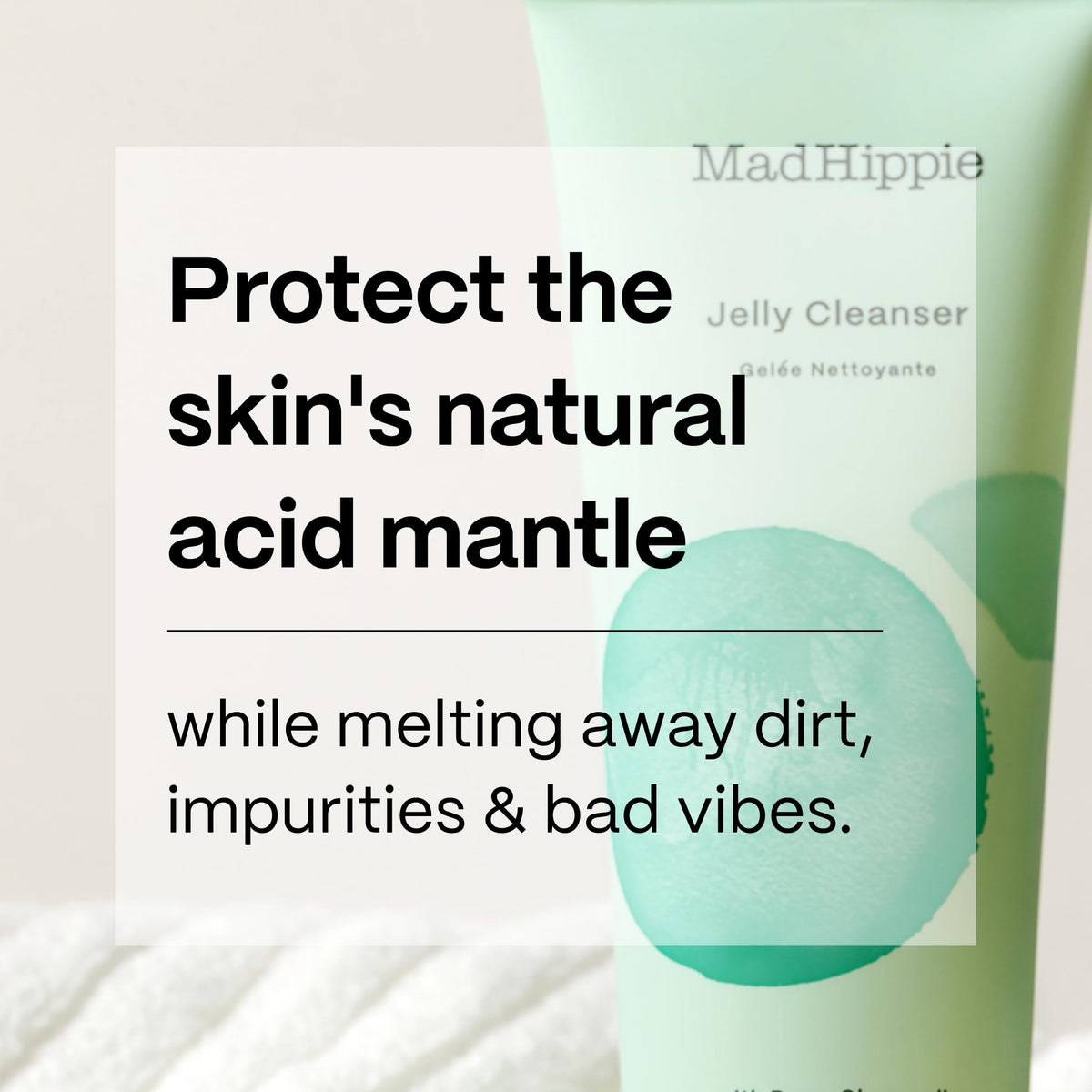 Mad Hippie milky emulsion swatch demonstrating gentle emulsification and rinseability