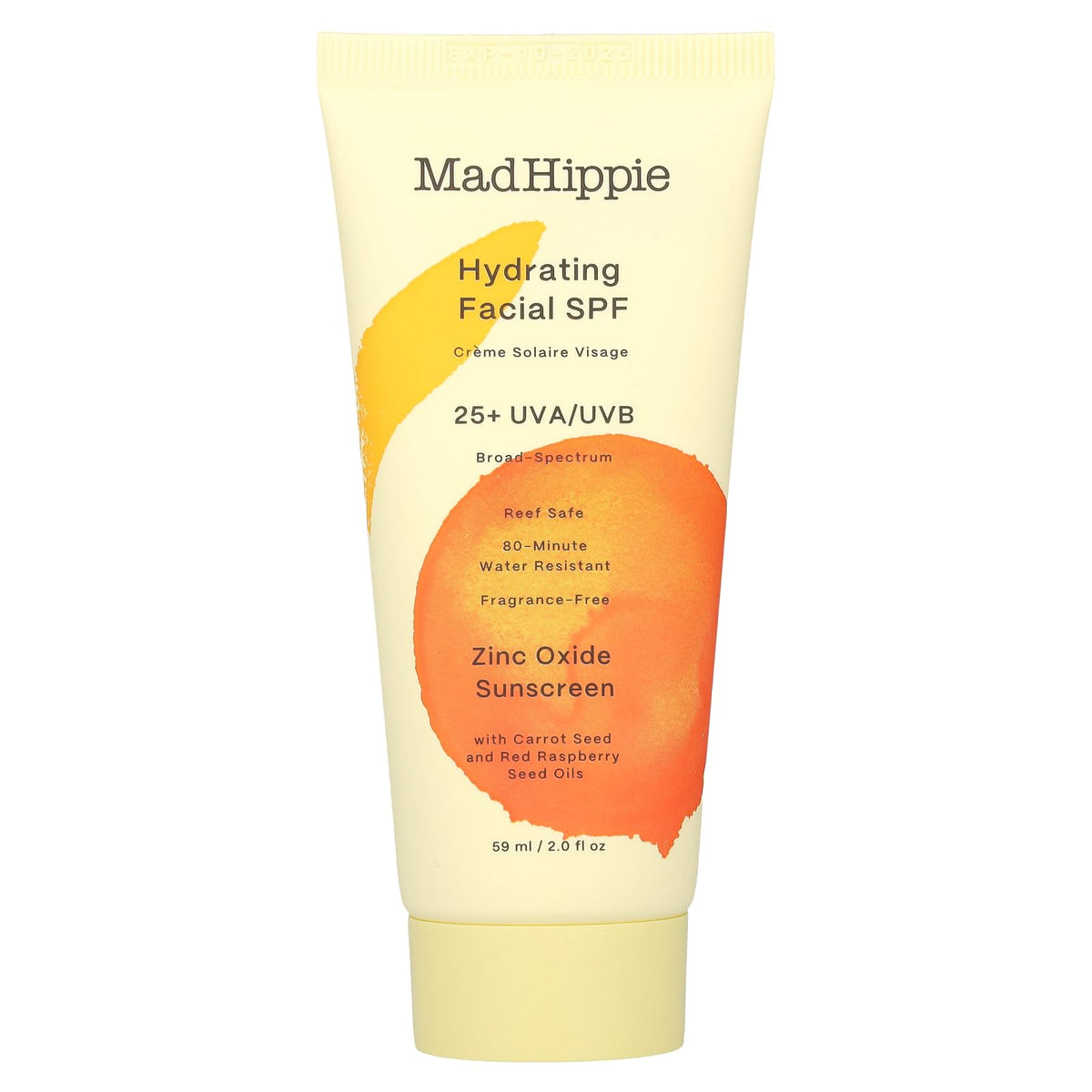 Mad Hippie front packaging showing SPF 25+ and travel-friendly 2 oz