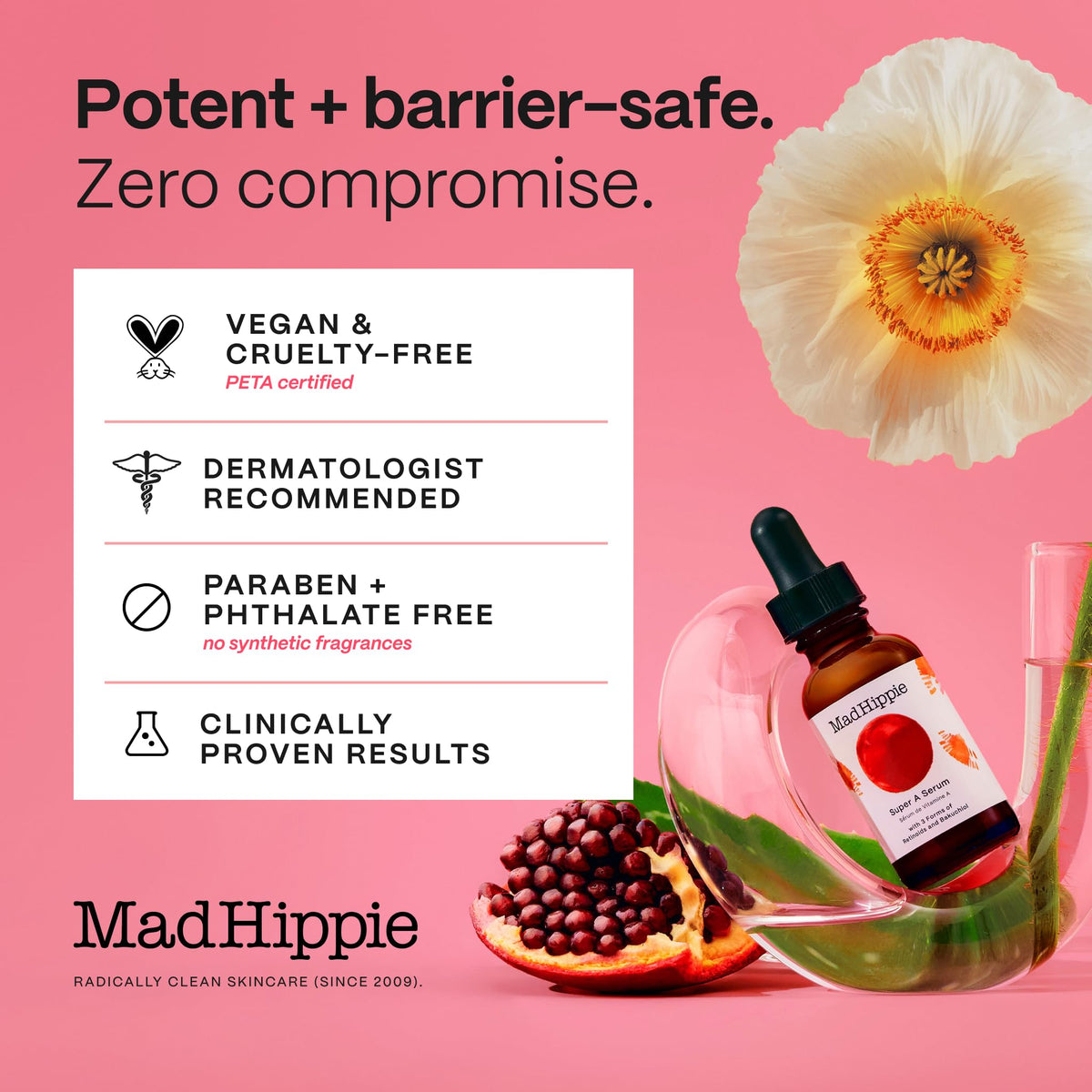 Mad Hippie before and after view demonstrating improved texture and hydration