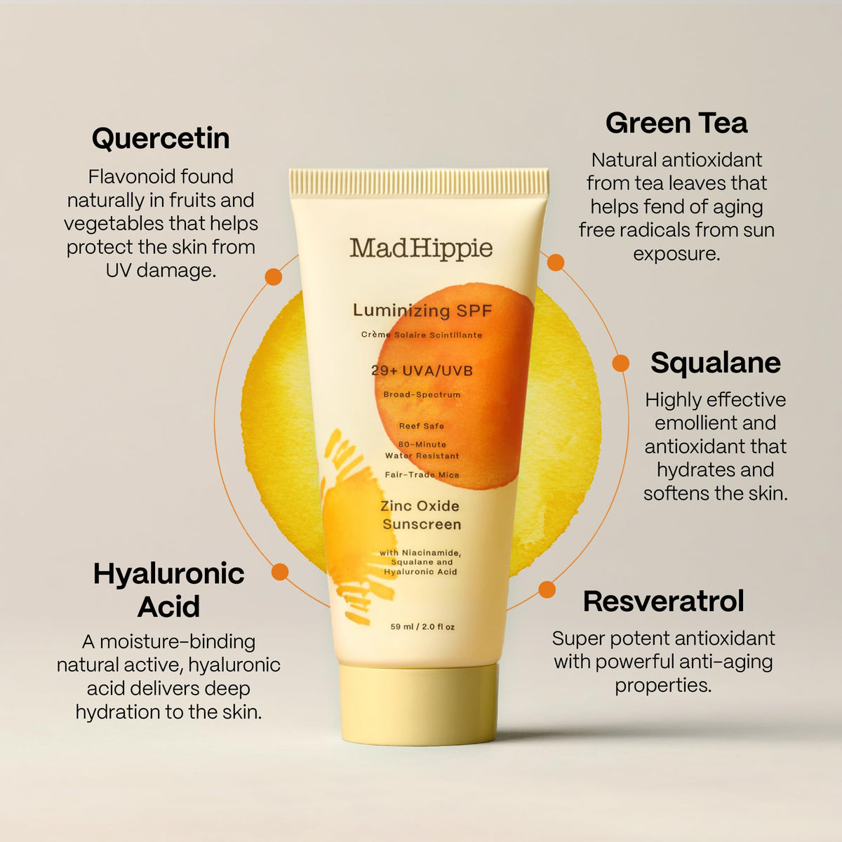 Mad Hippie travel-size tube in a toiletry bag for on-the-go sun protection