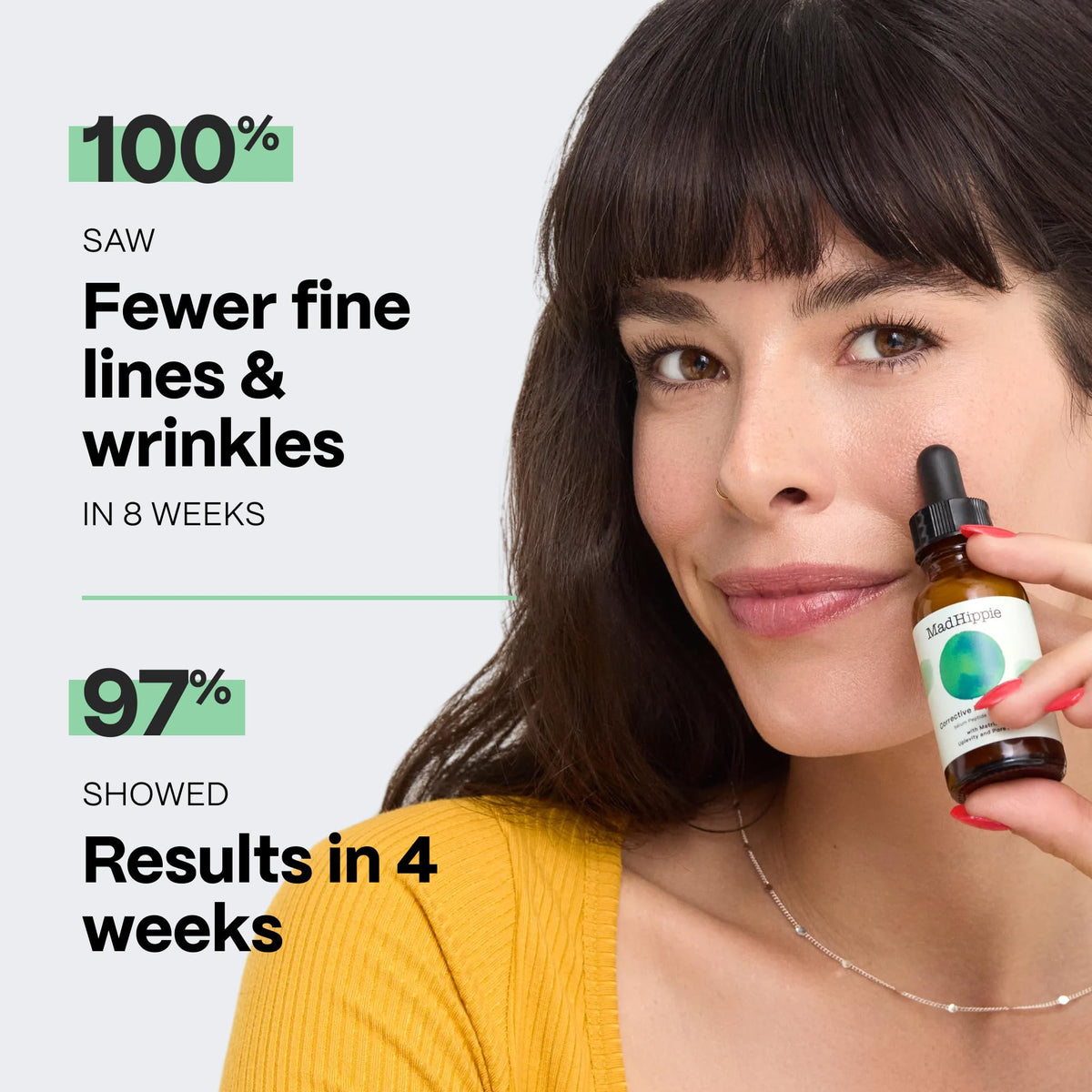 Mad Hippie peptides ingredient display, highlights collagen-supporting benefits