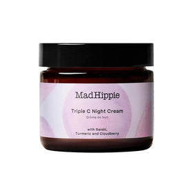 Mad Hippie jar front view showing packaging and brand, highlights gentle nightly hydration