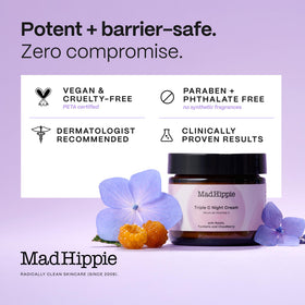 Mad Hippie label close-up showing active ingredients, emphasizing ingredient transparency