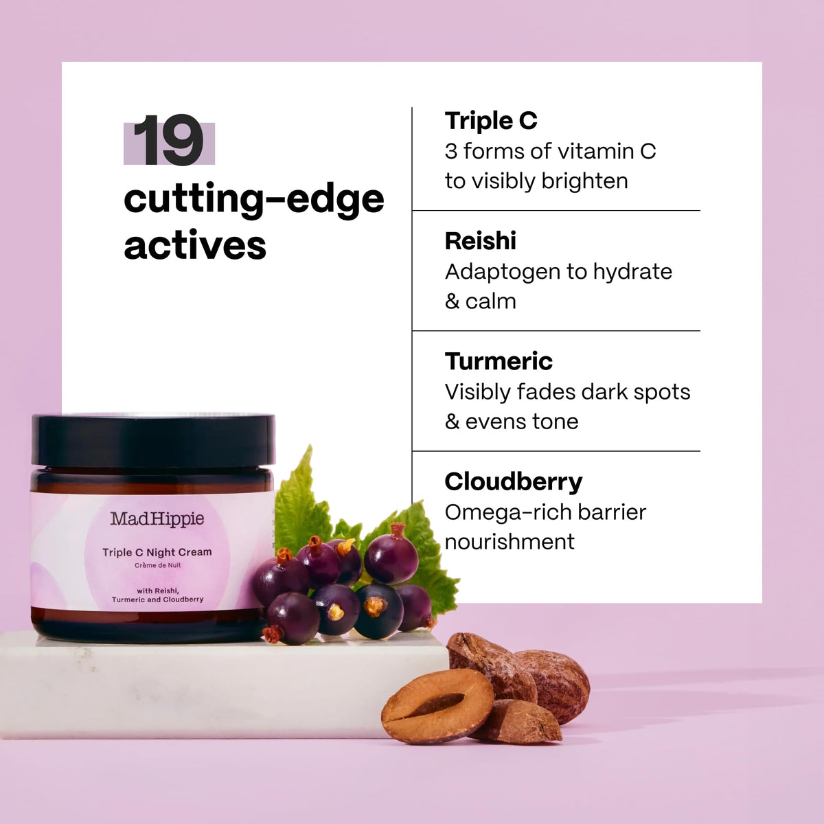Mad Hippie jar on bathroom shelf lifestyle shot, promoting nighttime skincare ritual