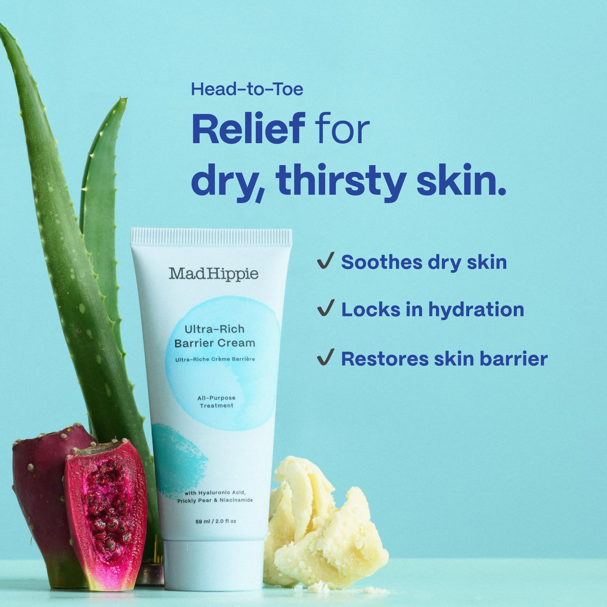 Mad Hippie cream being applied to hands to soothe dry skin and restore moisture
