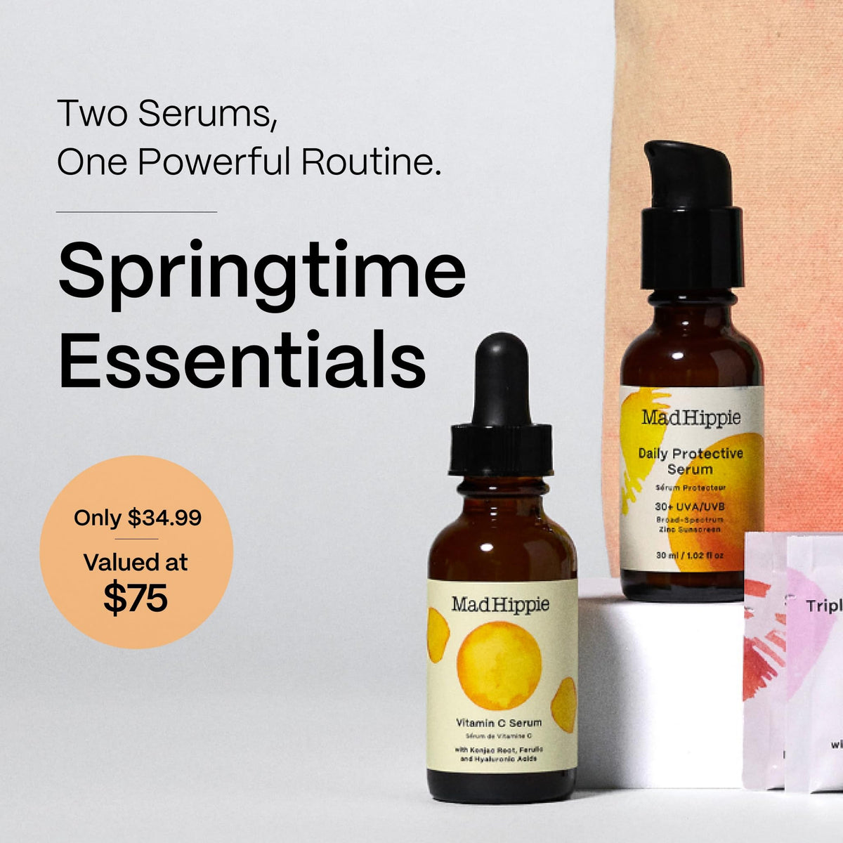 Mad Hippie Vitamin C Serum droplet on fingertip showing concentrated texture
