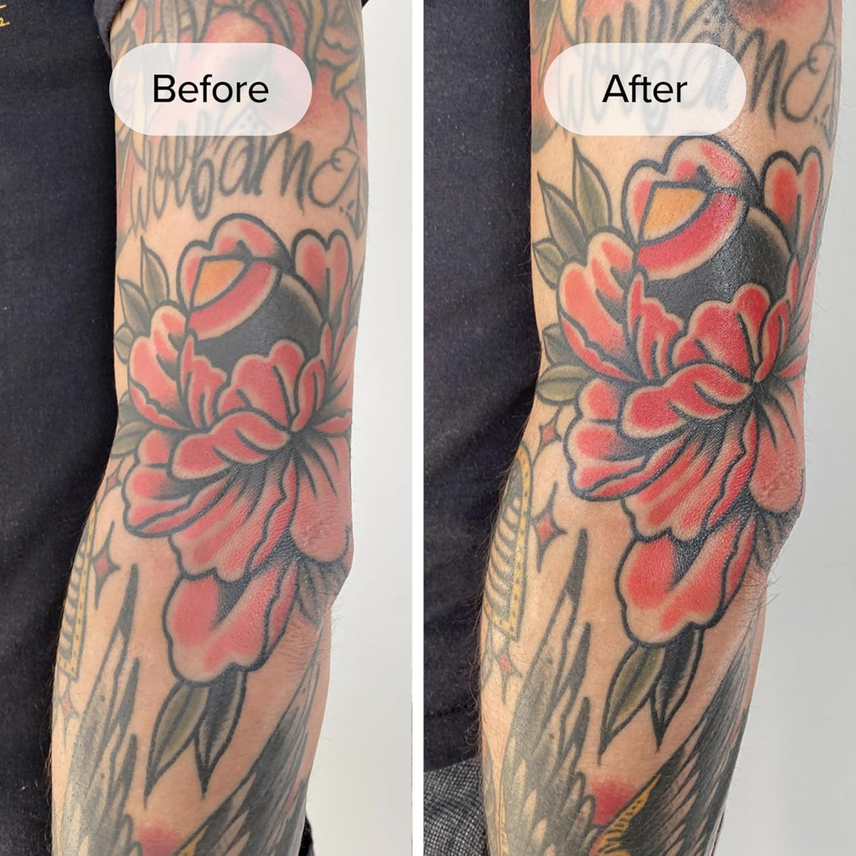 Mad Rabbit balm being applied to arm to enhance tattoo color and hydration