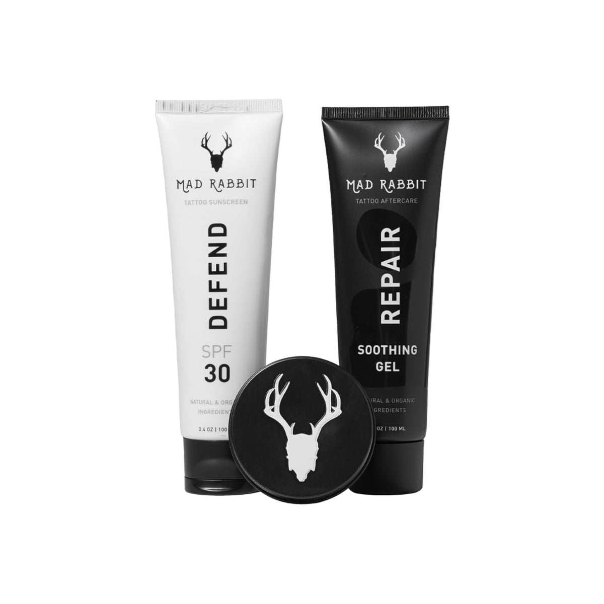 Mad Rabbit front packaging showing full three-piece bundle and benefits