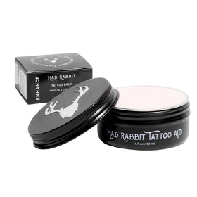 Mad Rabbit front packaging showing jar and label, boosts tattoo vibrancy