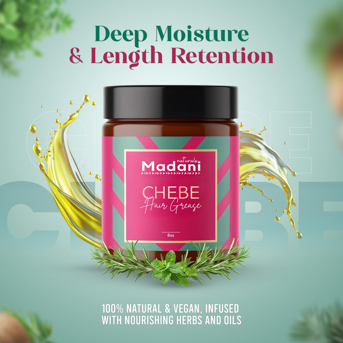 Madani Naturals applying grease to scalp to nourish and reduce dryness