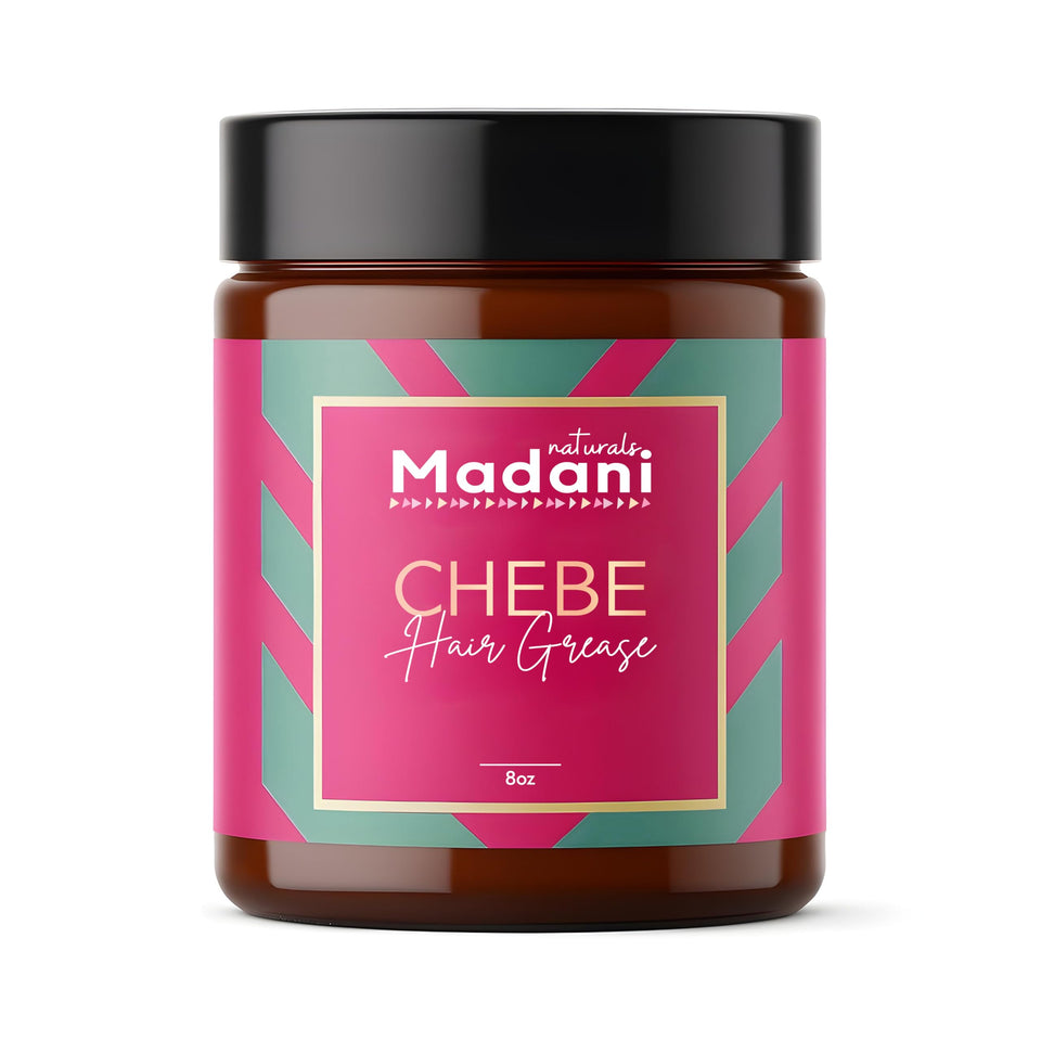 Madani Naturals jar front view showing label and natural appeal for moisturized hair