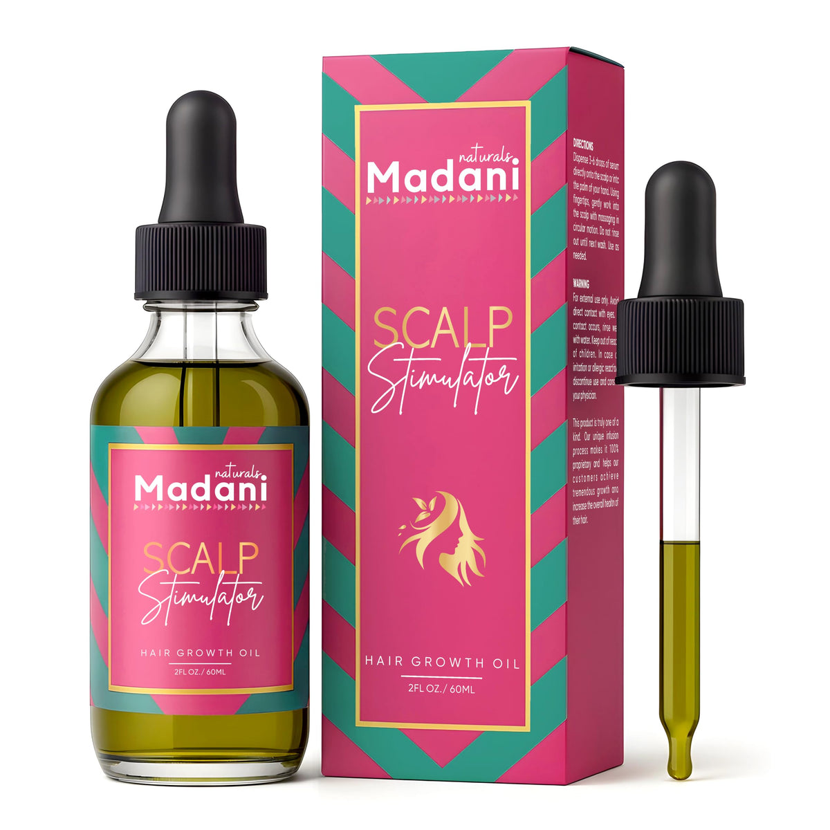 Madani Naturals front bottle showing label and 2 fl oz size with clear benefit