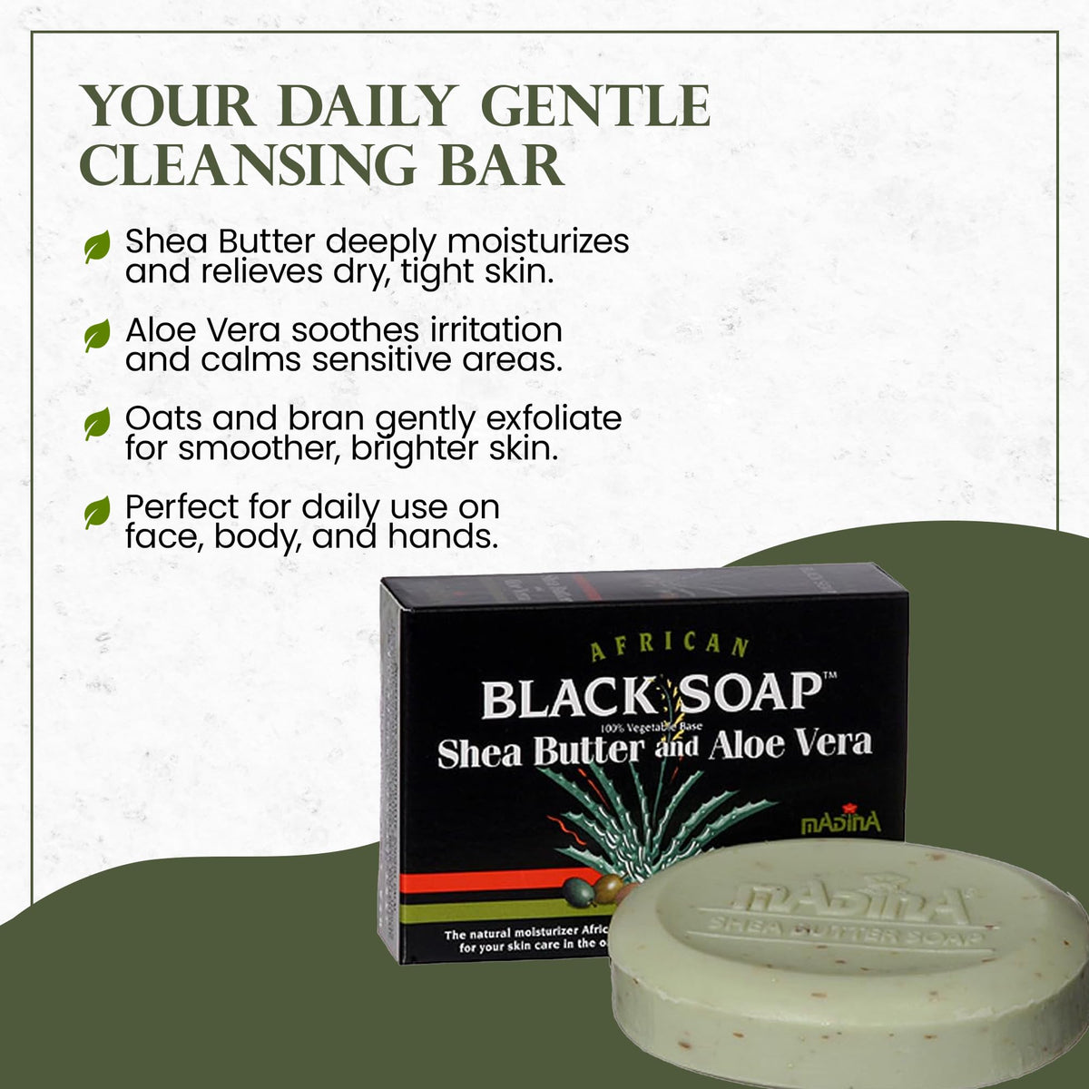 Madina soap lather in hand demonstrating gentle moisturizing foam