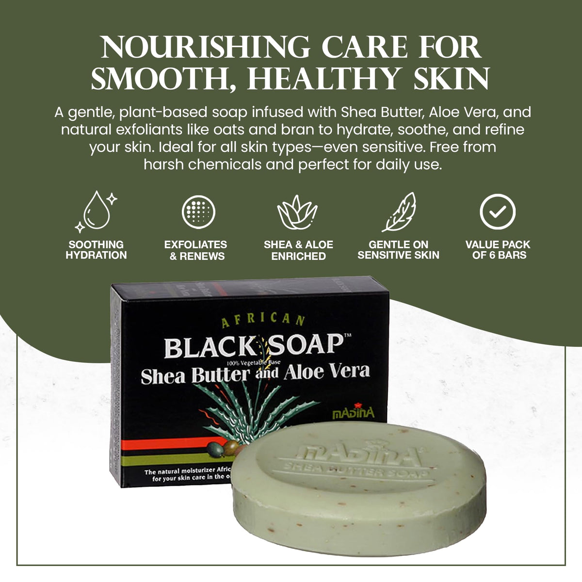 Madina soap texture close-up highlighting oats and bran exfoliation