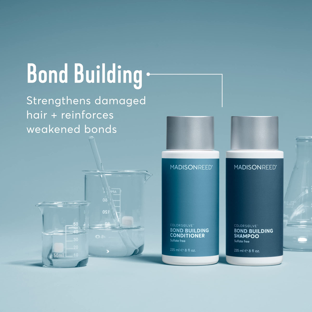 Madison Reed shampoo staged in bathroom routine promoting color-safe daily care