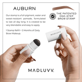 MADLUVV close-up of sponge loaded with auburn pigment for precise application