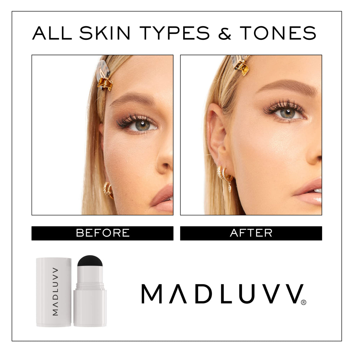 MADLUVV before and after brows demonstrating fuller natural definition