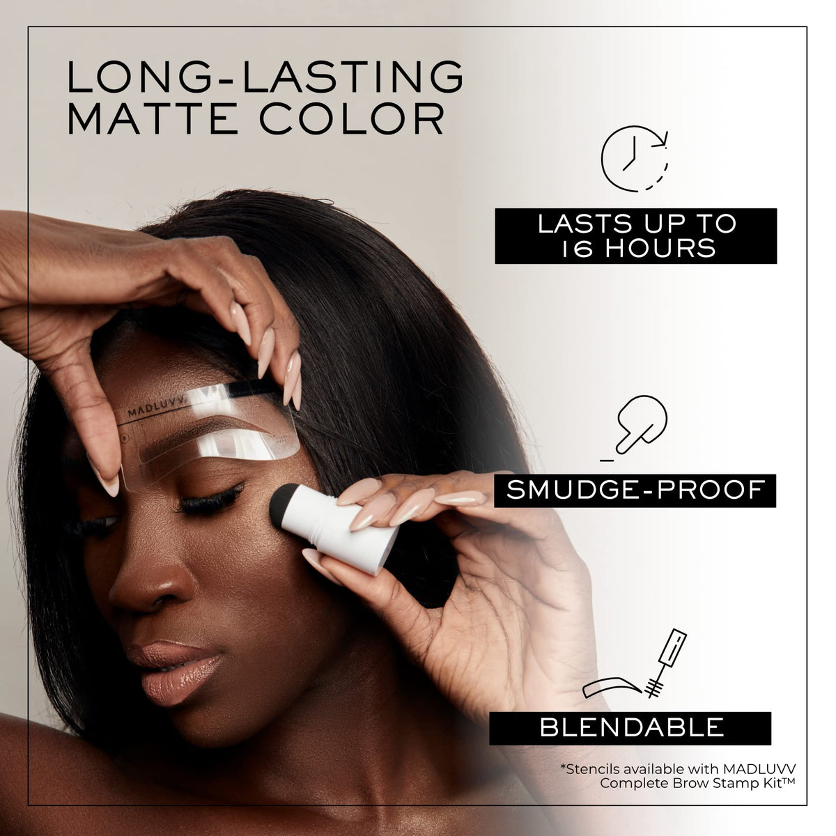 MADLUVV taupe texture swipe demonstrating smooth blendable finish