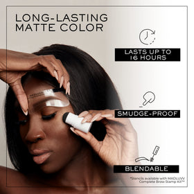 MADLUVV soft brown powder swatch illustrating blendable matte finish benefit