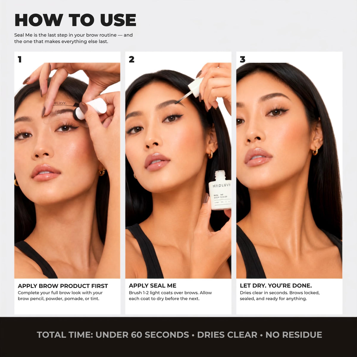 MADLUVV before and after brows showing locked shape and color