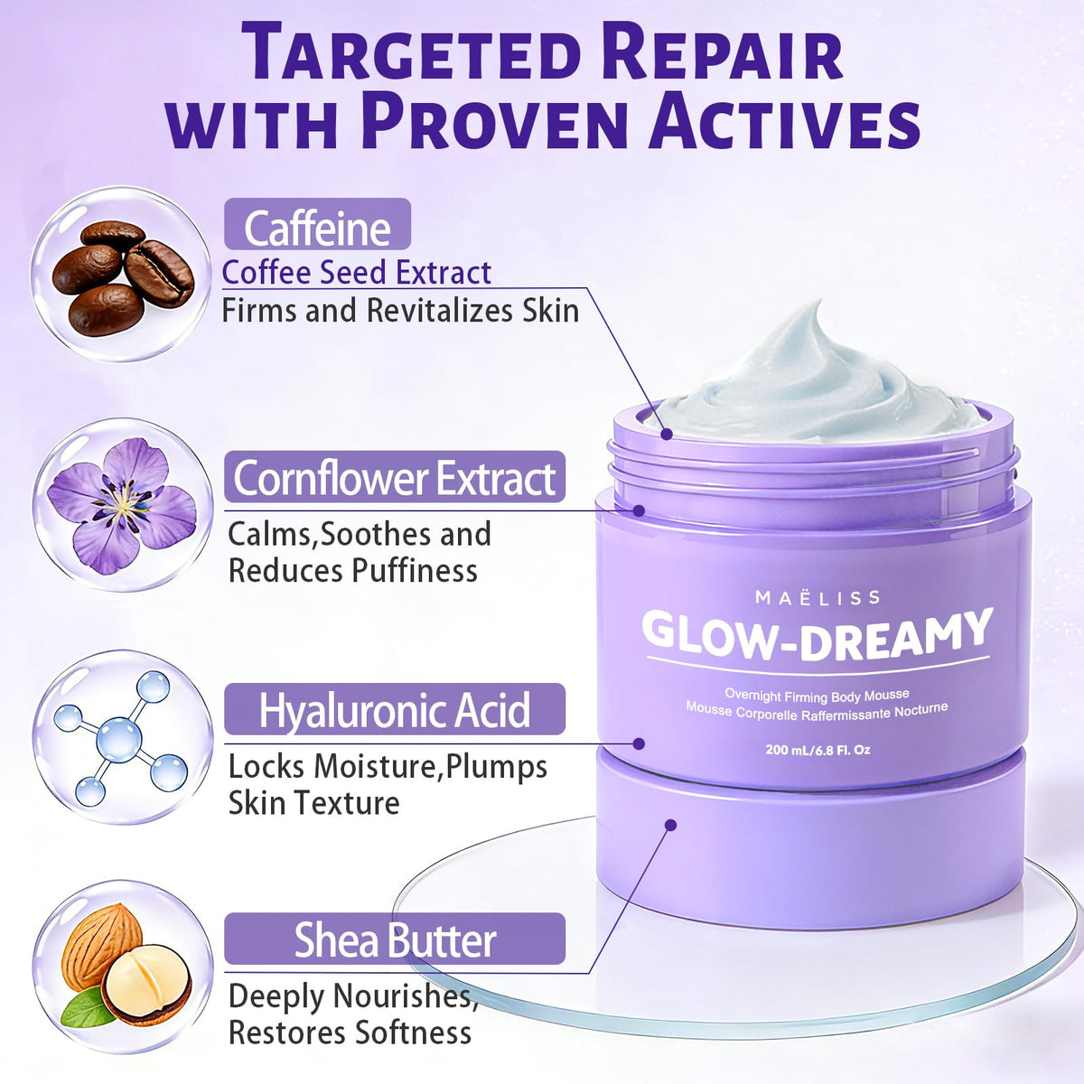 MAËLISS whipped cream texture close-up highlighting fast-absorbing moisture