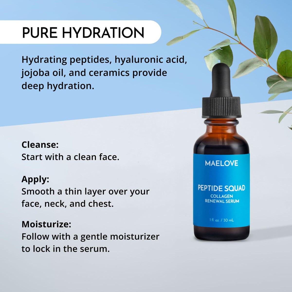 MAELOVE application demo applying serum to skin for smoother appearance