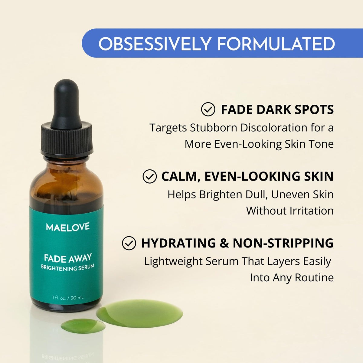 MAELOVE application on cheek showing targeted spot treatment benefits