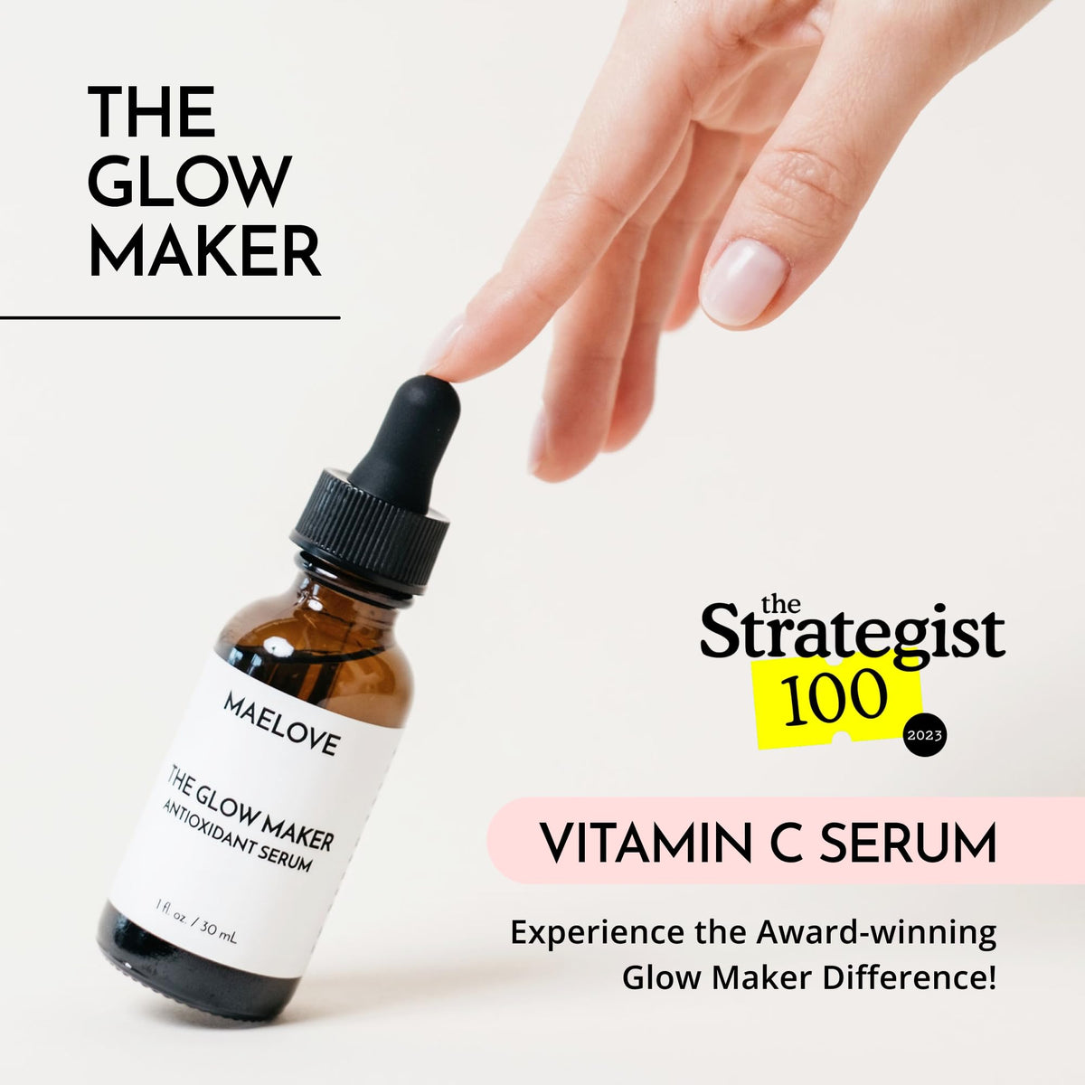 MAELOVE serum pipette dispensing clear drop, shows easy application