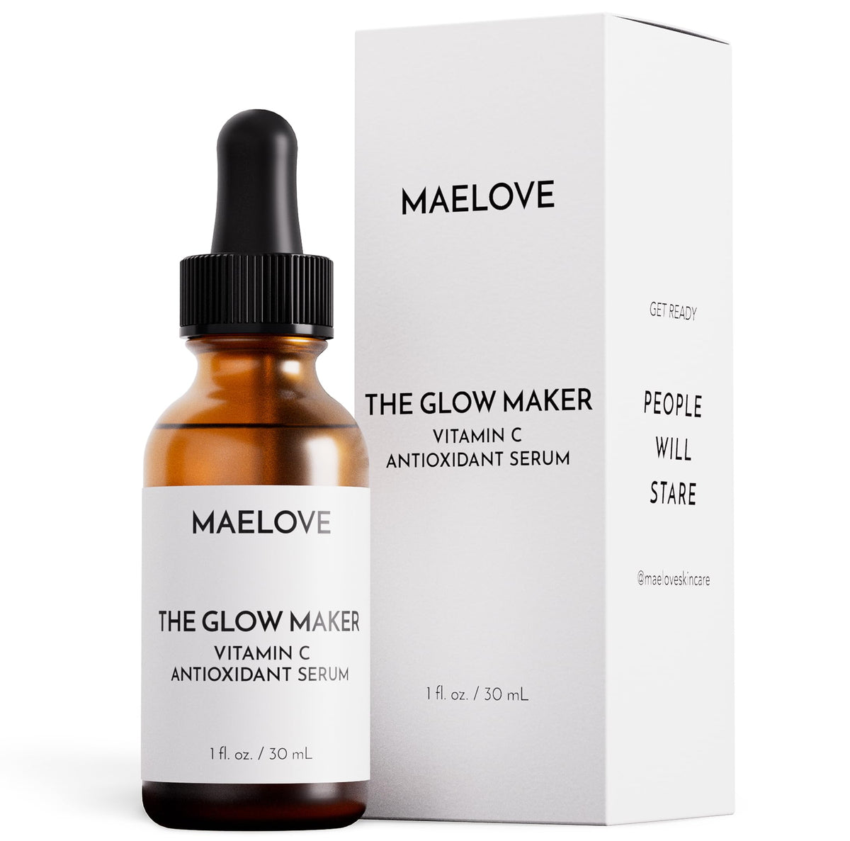 MAELOVE front packaging showing bottle and label, highlights clean formula