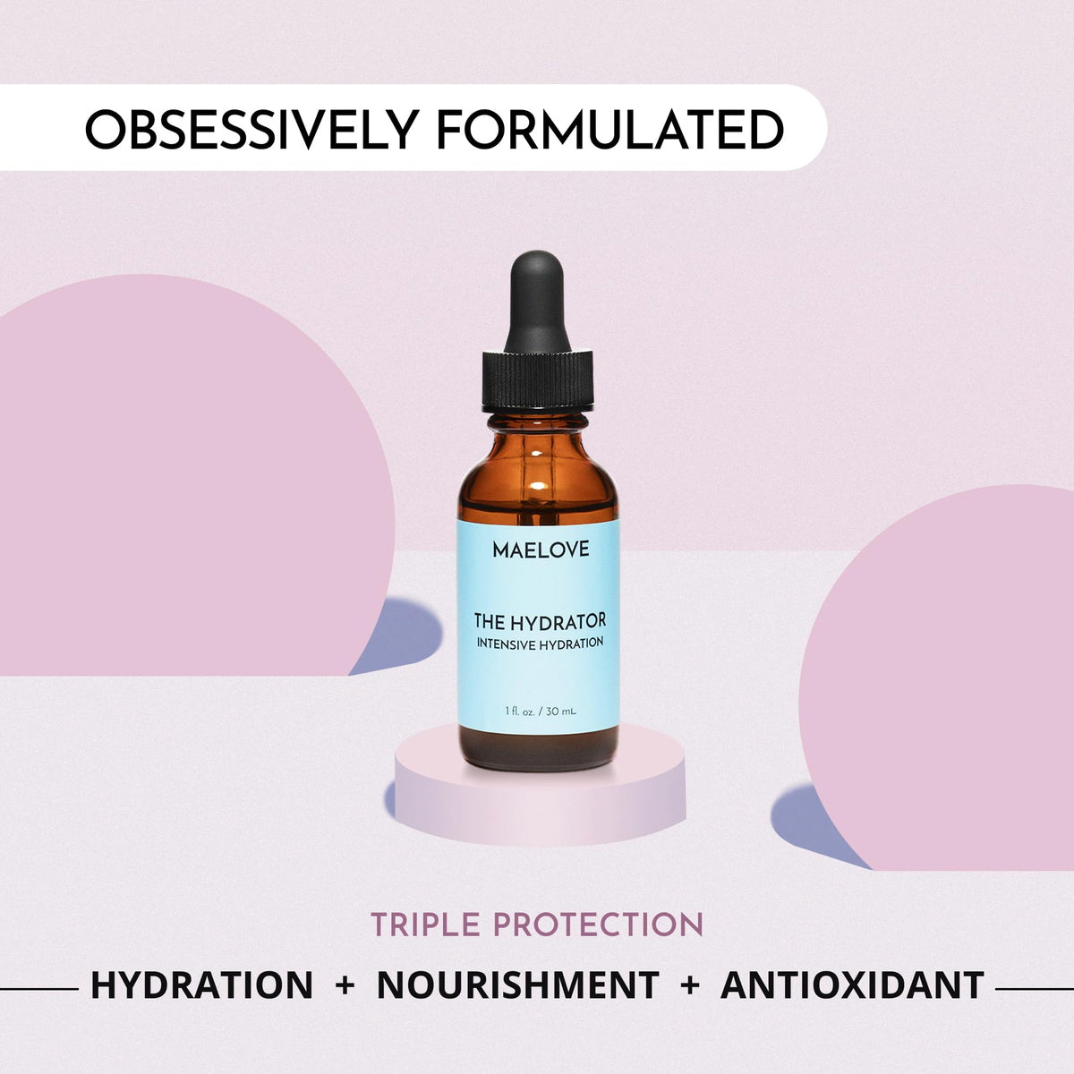 MAELOVE serum on hand illustrating lightweight, non-greasy feel