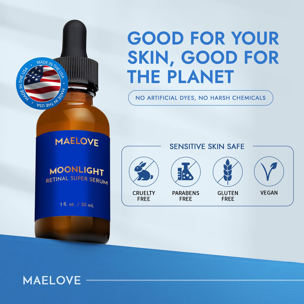 MAELOVE close-up of encapsulated serum texture highlighting gentle delivery