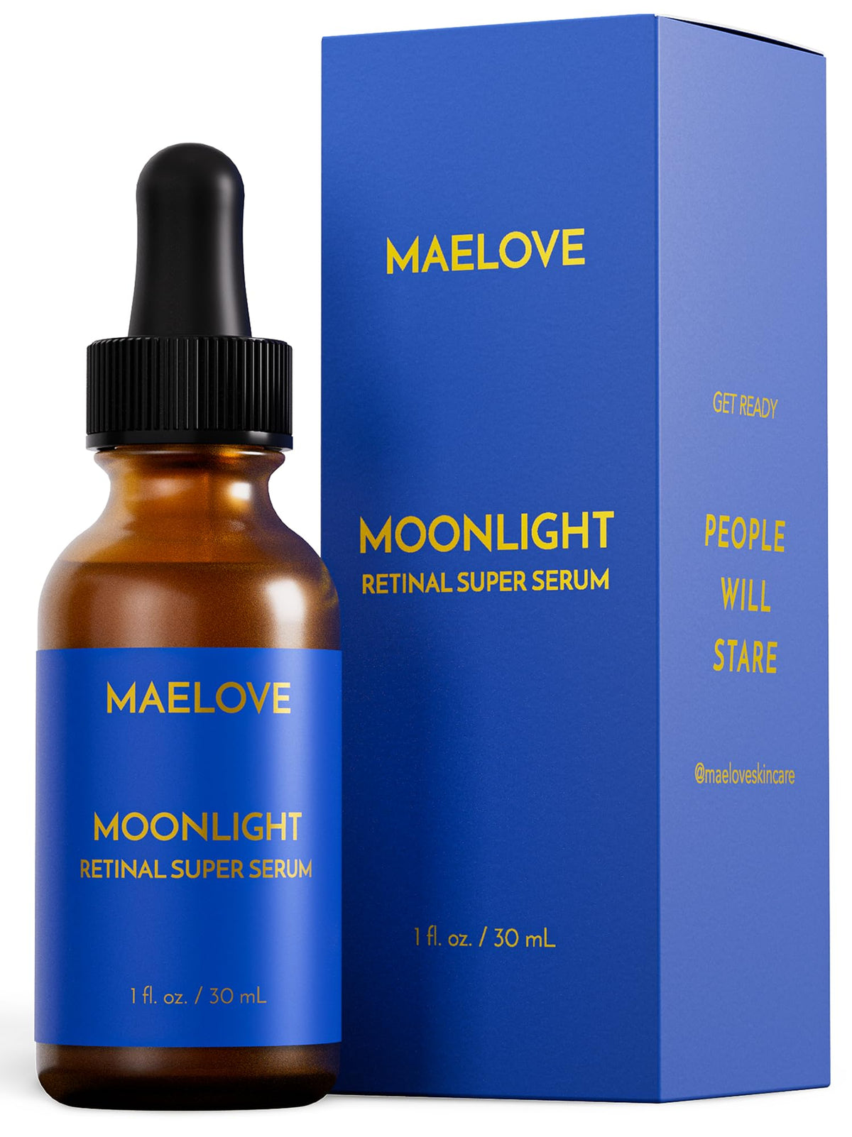 MAELOVE front packaging showing bottle and label, promotes clear benefits
