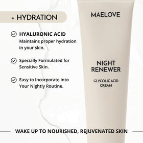 MAELOVE Night Renewer open jar revealing cream interior for overnight hydration benefit