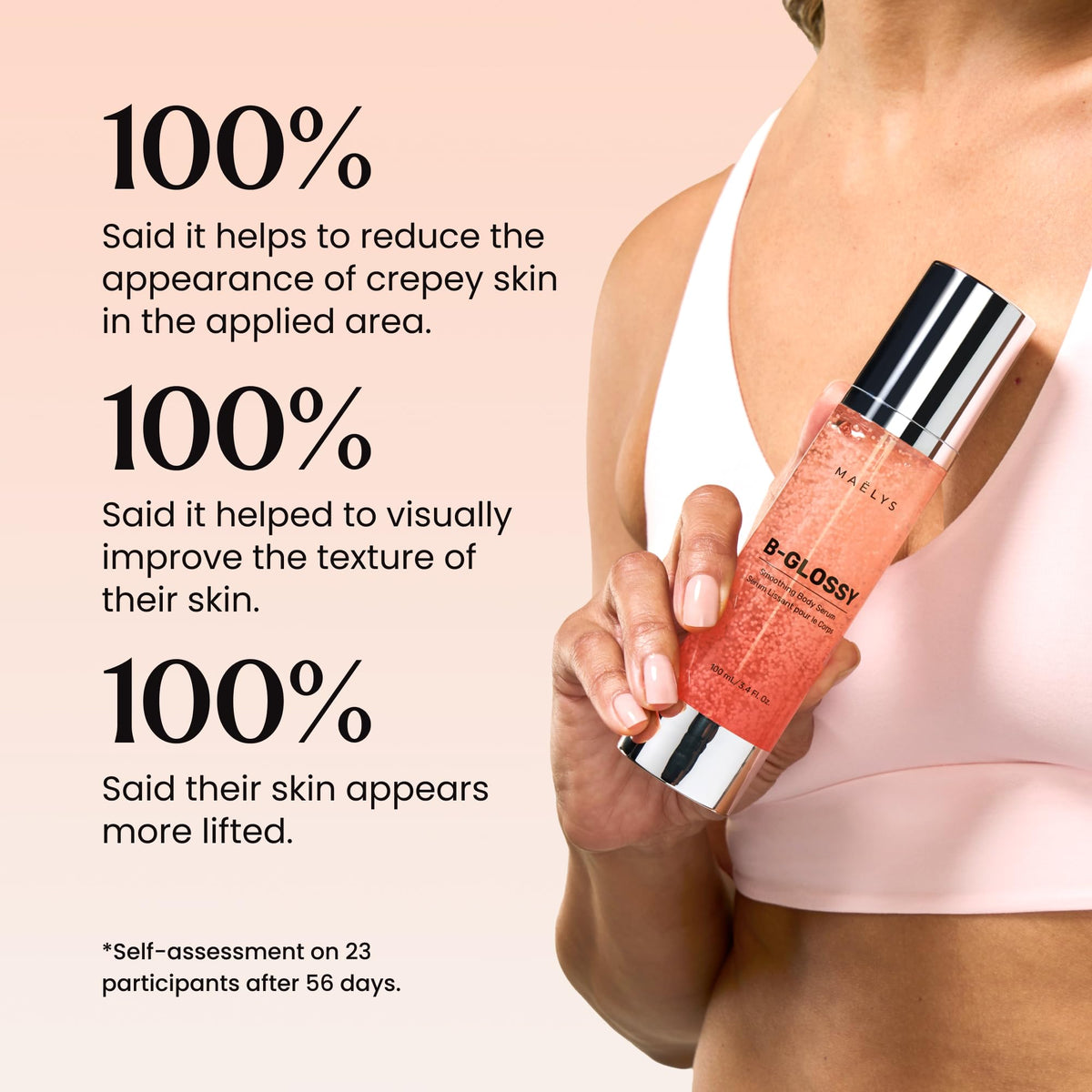 MAËLYS B-GLOSSY staged in bathroom routine setting conveying everyday usability