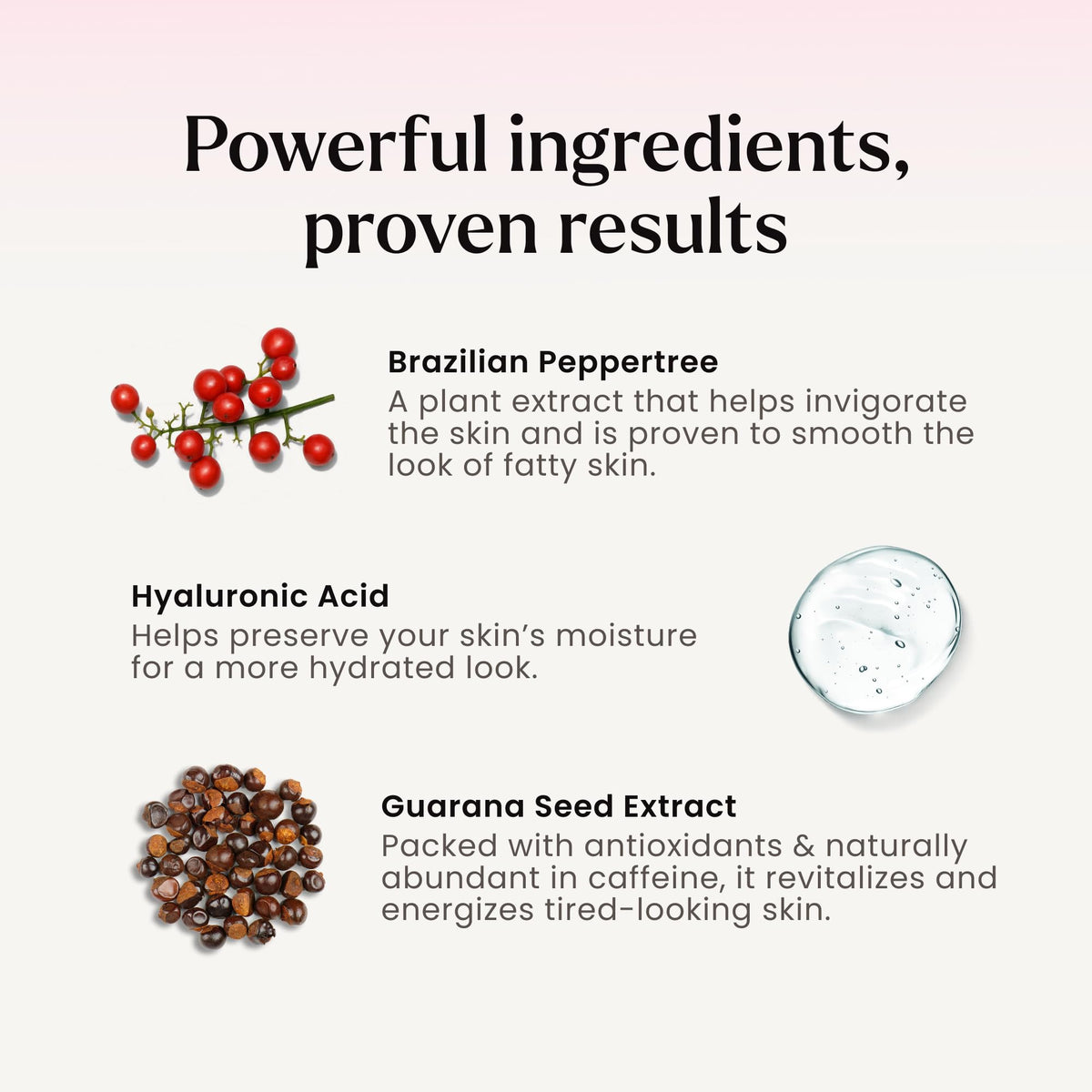 MAËLYS ingredient label highlighting Brazilian Peppertree benefit