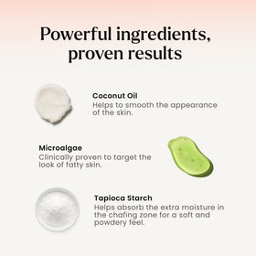 MAËLYS tapioca starch powder detail emphasizing moisture absorption and anti-chafe feel